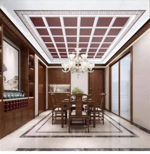 中式客廳鋁扣板吊頂-帶鋁扣板一級吊頂效果圖來參賽