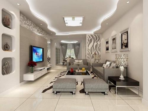 鋁扣板客廳半吊效果圖-客廳鋁扣板半吊吊頂效果圖-客餐廳鋁扣板半吊效果圖